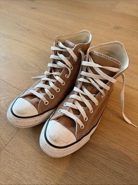 Converse High Top Sneakers in Tan and White